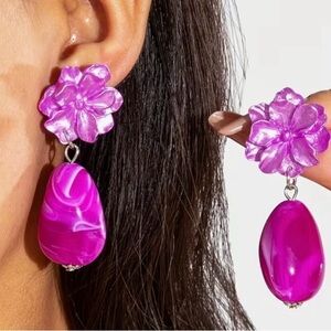 Floral Pink Drop Earrings